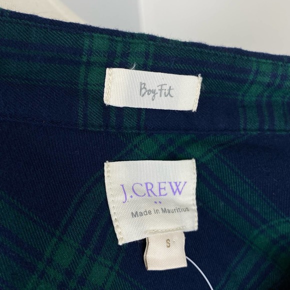 J Crew Women's Boyfit Blue Green Plaid Button Down Flannel Shirt Small - Picture 8 of 9